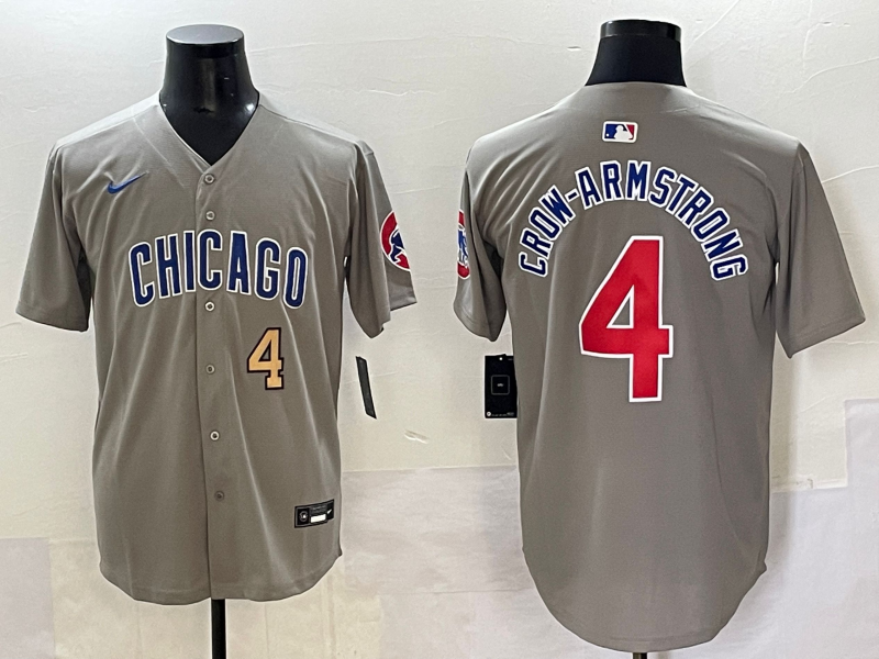 Men 2025 Chicago Cubs 4 Crow Armstrong greu Nike MLB Jersey